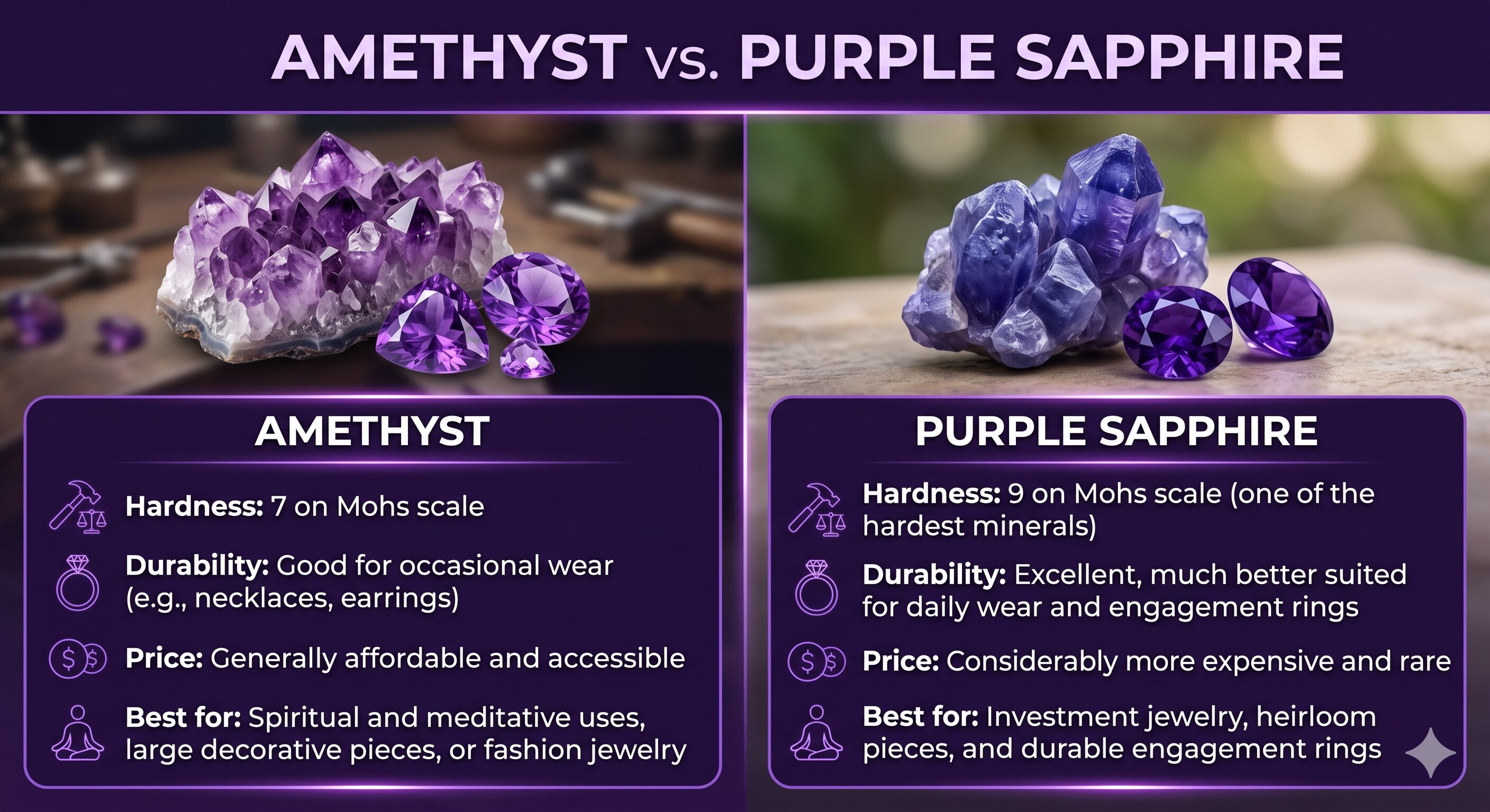 Amethyst vs. Purple Sapphires